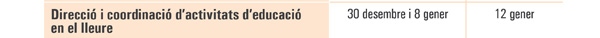 Direcció i coordinació d'activitats d'educació en el lleure - Sessions informatives: 30 desembre i 8 gener - Inici curs: 12 gener.