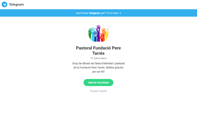 L’àrea d’identitat i pastoral de la Fundació Pere Tarrés crea un canal de Telegram