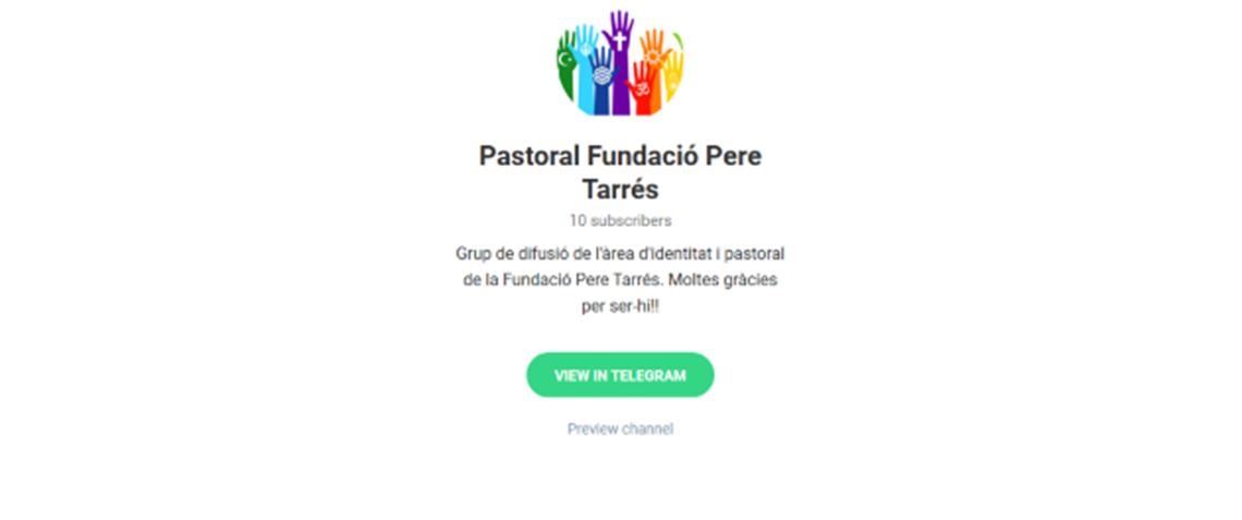 La área de identitad y pastoral de la Fundación Pere Tarrés crea un canal de Telegram