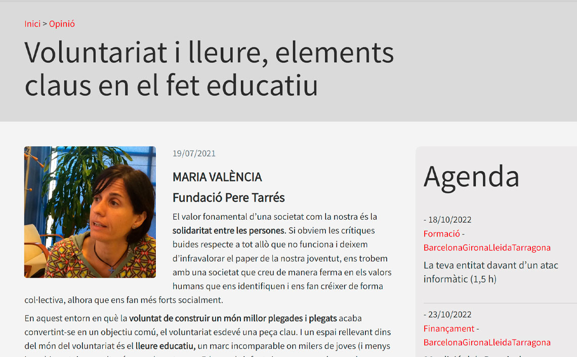 Voluntariado y tiempo libre, elementos clave en el hecho educativo