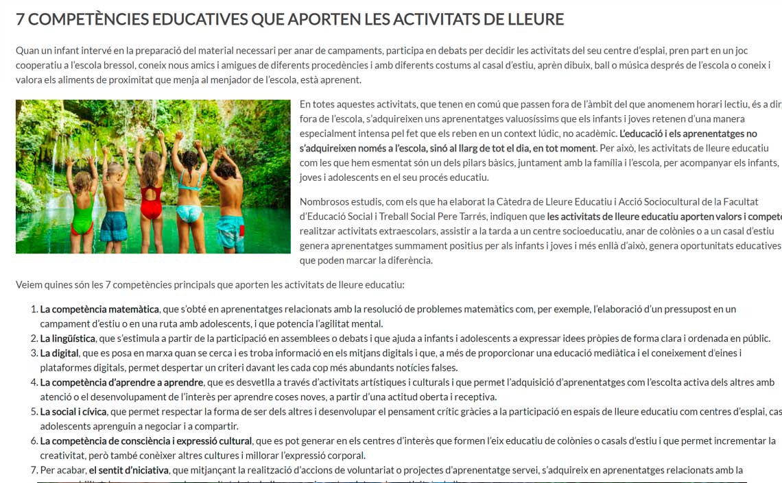 7 competencias educativas que aportan las actividades de tiempo libre