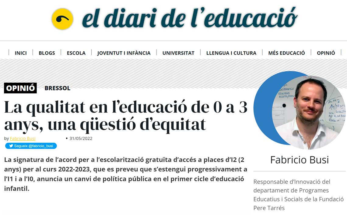 La calidad en la educación de 0 a 3 años, una cuestión de equidad