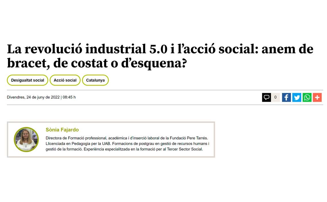 La revolució industrial 5.0 i l’acció social: anem de bracet, de costat o d’esquena?