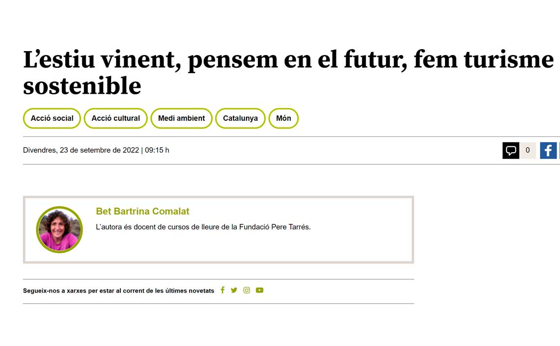 El próximo verano, pensemos en el futuro, hagamos turismo sostenible