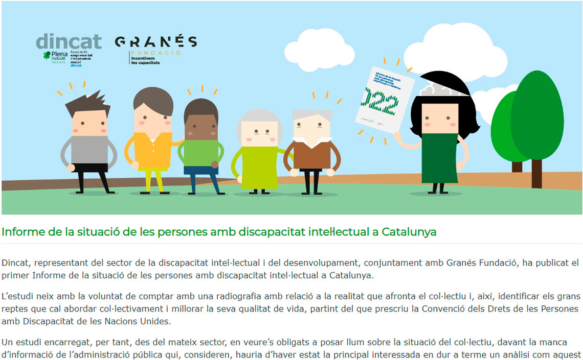 Informe de la situació de les persones amb discapacitat intel·lectual a Catalunya (Dincat)