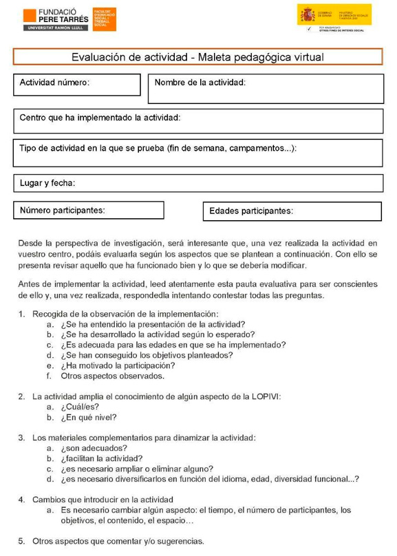 Ficha de evaluación de la actividad