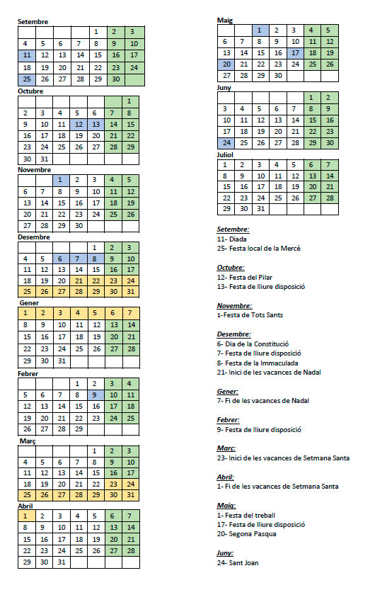 Calendari escolar curs 2023-2024
