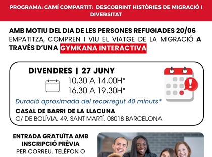 AESCO organitza una gimcana al Casal de Barri La Llacuna per commemorar el Dia Mundial del Refugiat AESCO organitza una gimcana al Casal de Barri La Llacuna per commemorar el Dia Mundial del Refugiat
