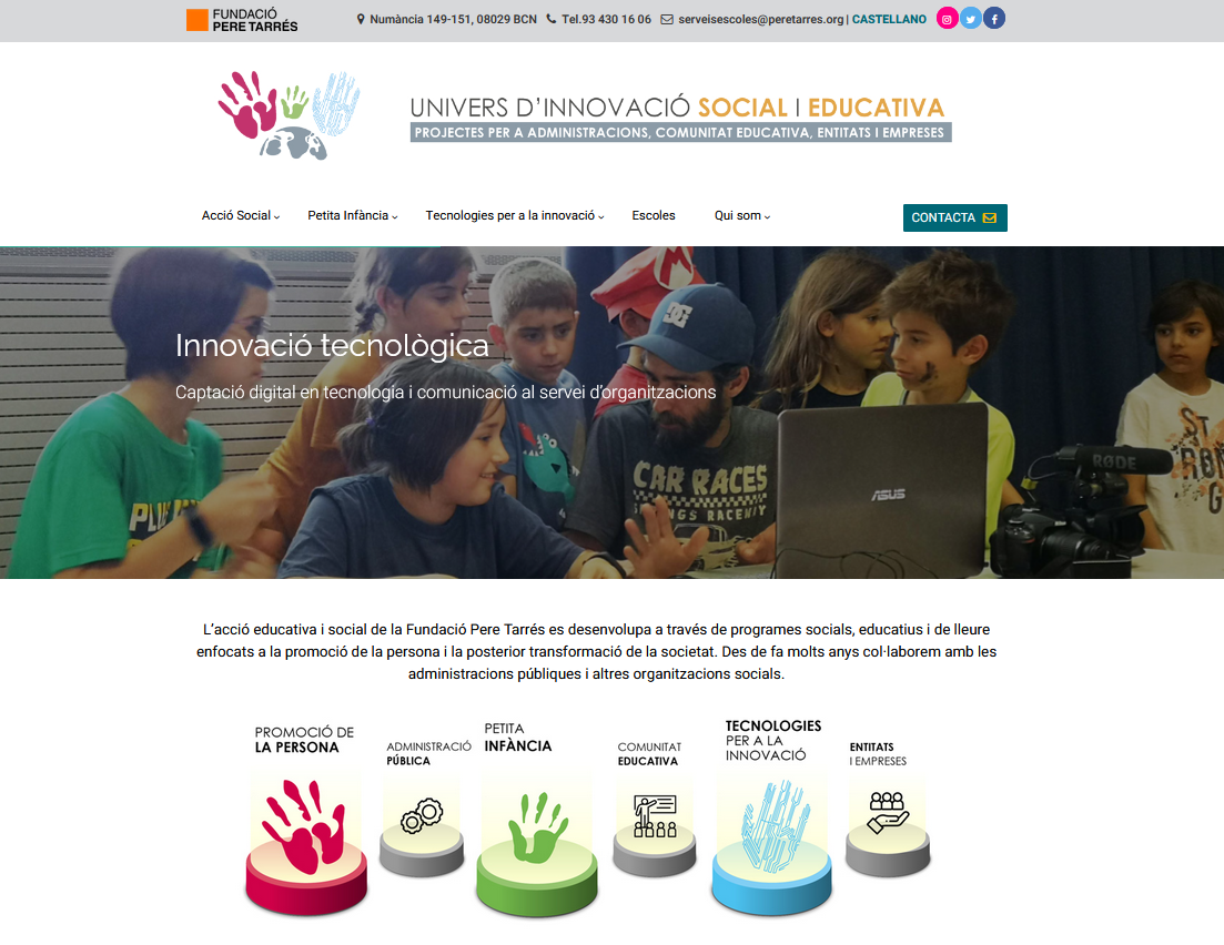 La Fundació Pere Tarrés estrena una nova web que aplega els seus projectes d’innovació social i educativa 