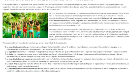 7 competències educatives que aporten les activitats de lleure