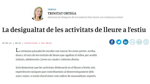 La desigualtat de les activitats de lleure a l’estiu