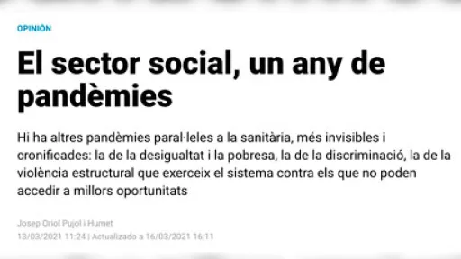 El sector social, un any de pandèmies