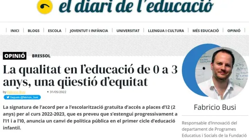 La qualitat en l’educació de 0 a 3 anys, una qüestió d’equitat