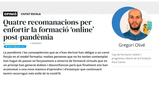 Quatre recomanacions per enfortir la formació ‘online’ post-pandèmia