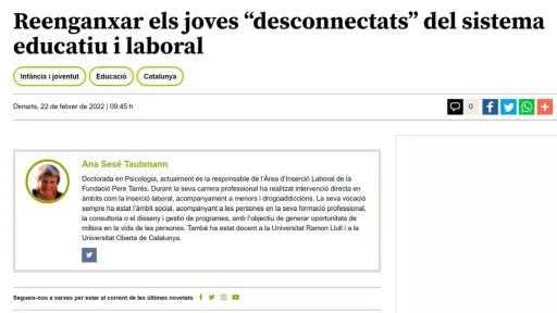 Reenganxar els joves “desconnectats” del sistema educatiu i laboral