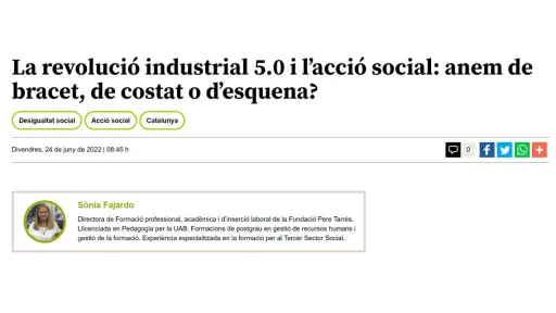 La revolució industrial 5.0 i l’acció social: anem de bracet, de costat o d’esquena?