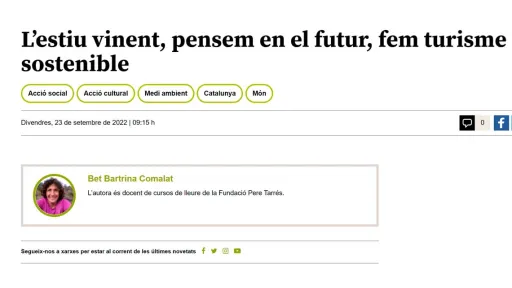 L’estiu vinent, pensem en el futur, fem turisme sostenible