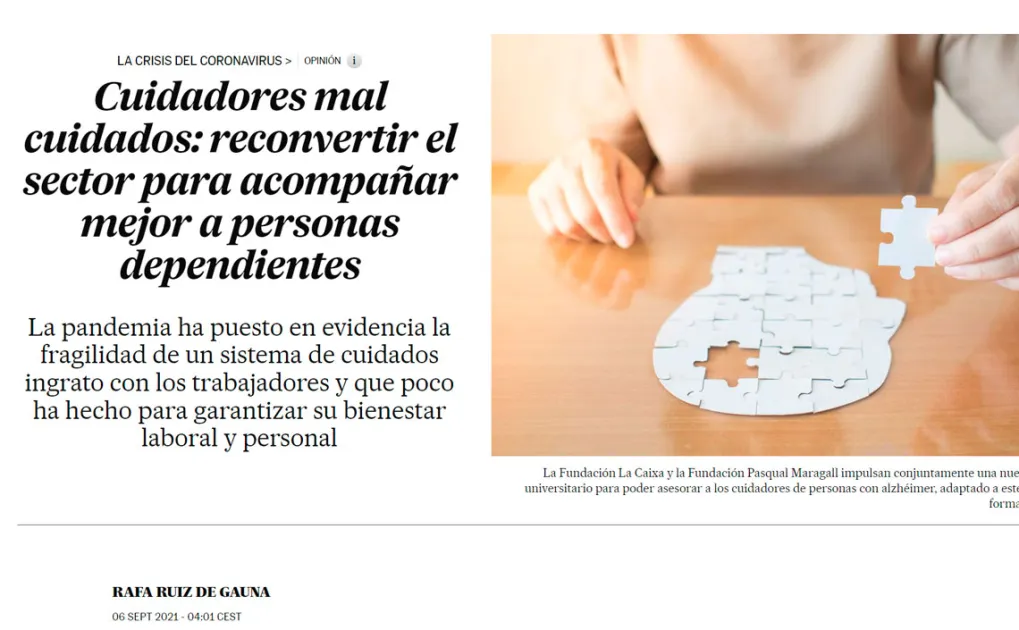Cuidadors mal cuidats: reconvertir el sector per acompanyar millor a persones dependents