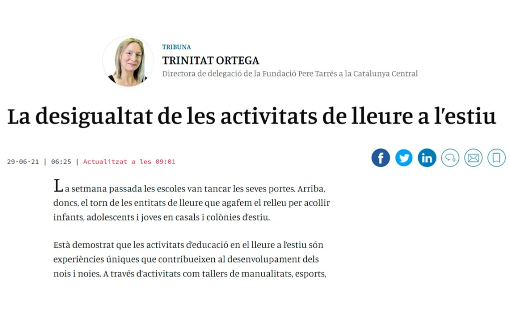 La desigualtat de les activitats de lleure a l’estiu