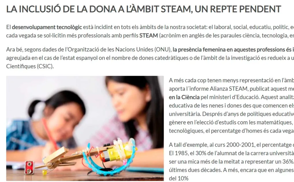 La inclusió de la dona a l’àmbit STEAM, un repte pendent