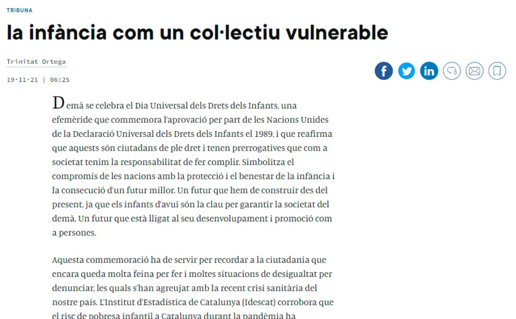 La infància com un col·lectiu vulnerable