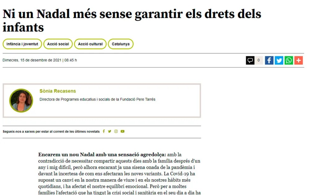 Ni un Nadal més sense garantir els drets dels infants