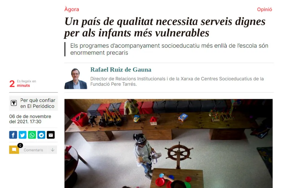 Un país de qualitat necessita serveis dignes per als infants més vulnerables
