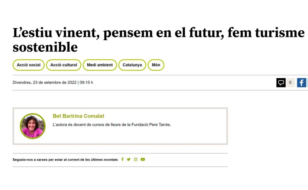 L’estiu vinent, pensem en el futur, fem turisme sostenible